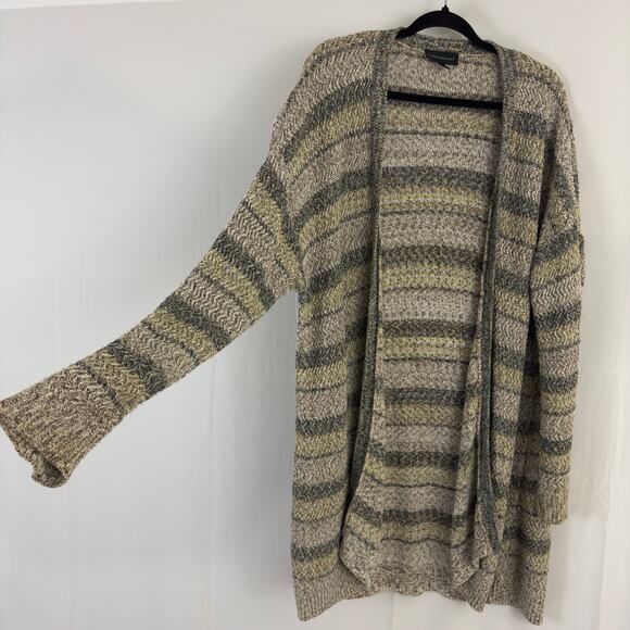 Lane Bryant Open Front Striped Cardigan - Gray and Tan - Picture 6 of 8